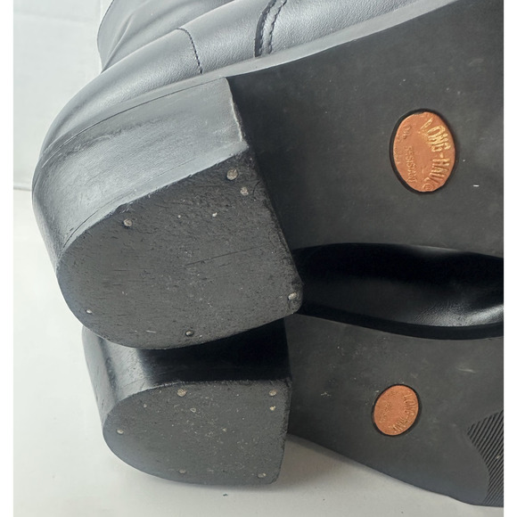 Long Haul Mens Black Leather Cowboy Boots Size 10M Western Zip Ankle Riding Heel - Picture 12 of 16